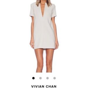 Vivian Chan Beige “Annie” Mini Shift Dress Sz XS